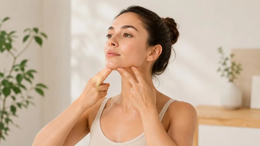 Face yoga for double chin — gentle under-chin facial exercise