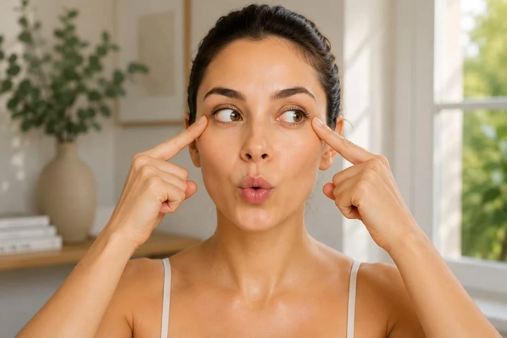 Eye area face yoga — guided exercise with gentle finger placement