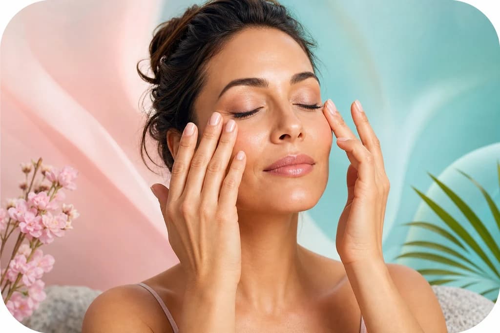 Face yoga for under-eye bags — gentle exercise with light fingertip pressure