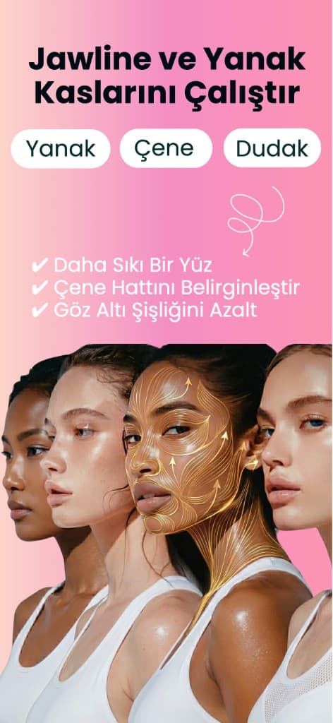 Face Yo uygulamasında çene hattı ve yanak kası programları