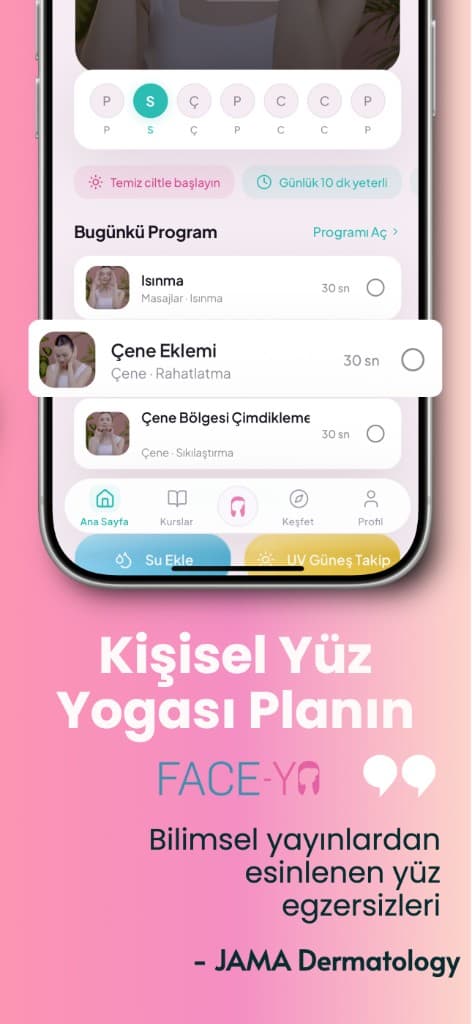 Face Yo uygulamasında kişisel yüz yogası planın